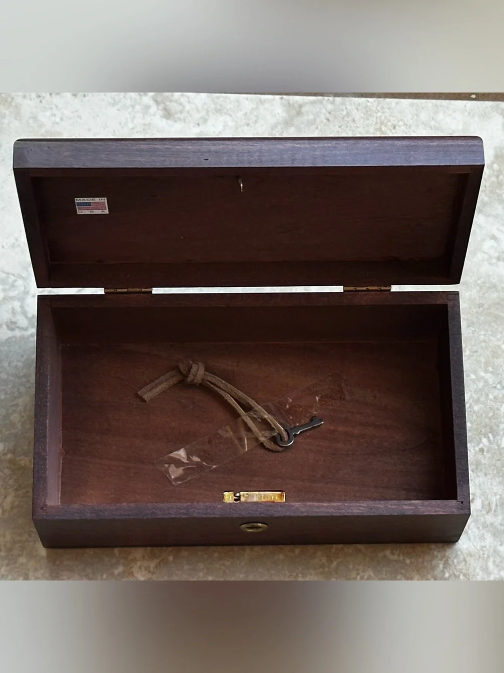 New with Key Christian Wooden Locking Keepsake Box, Nativity Luke Scripture